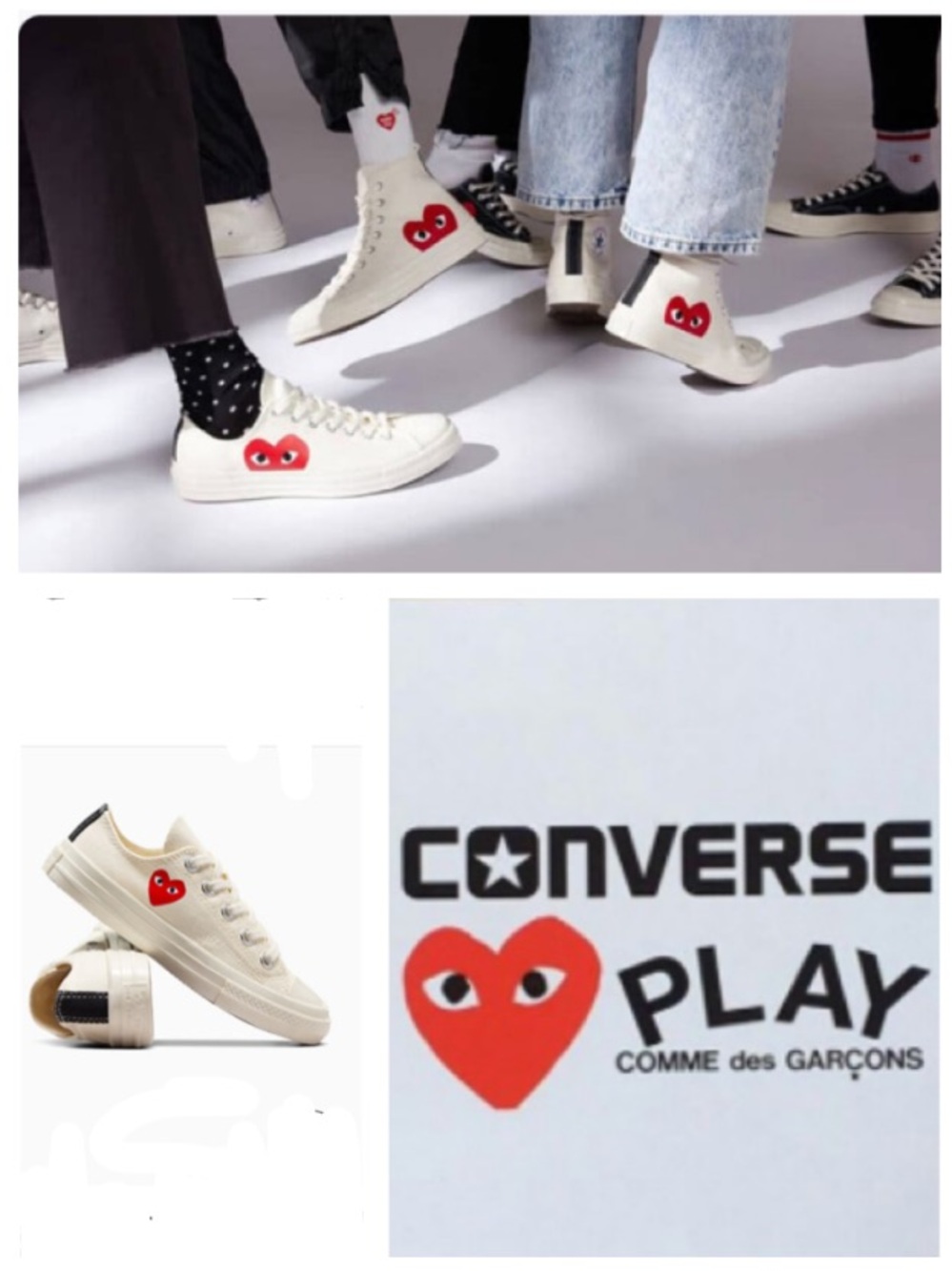 PLAY Comme des Garçons Single Heart Chuck in ‘Milk/Red/Black’